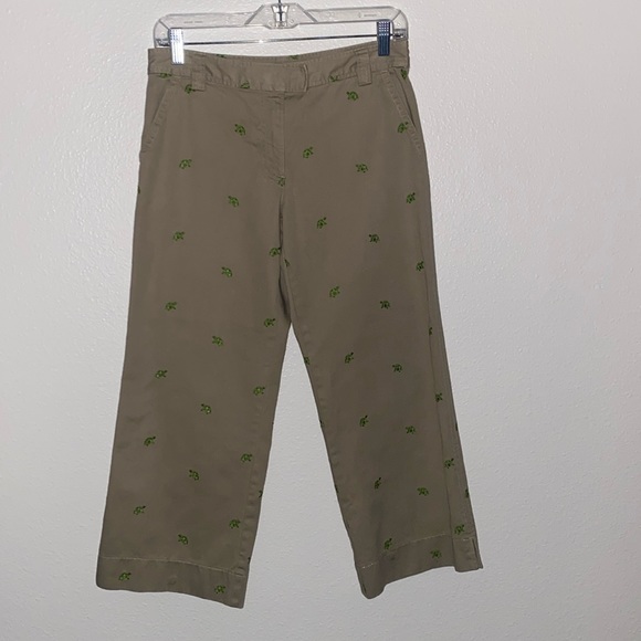 J. Crew Petite Embroidered Turtle Chino Pants - Picture 1 of 8